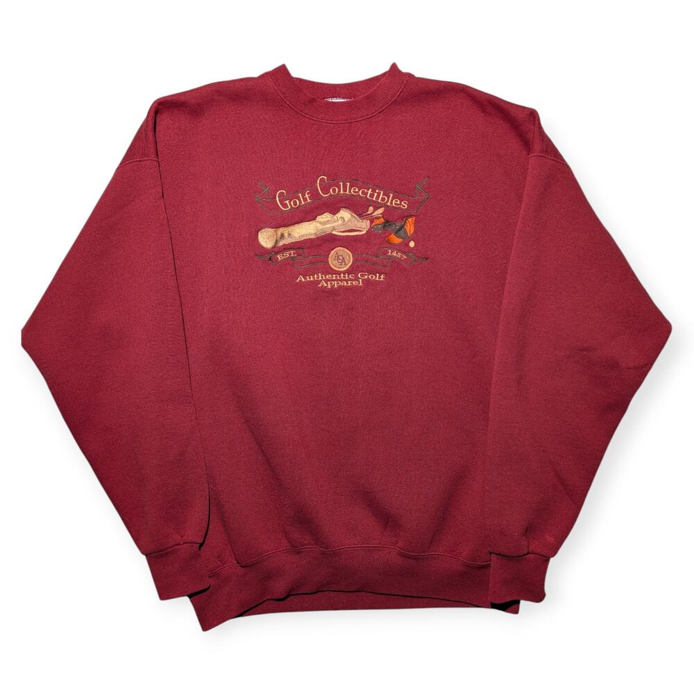 Vintage Golf Collectibles Grandpa Sweatshirt Burgundy‎ Crewneck XXL